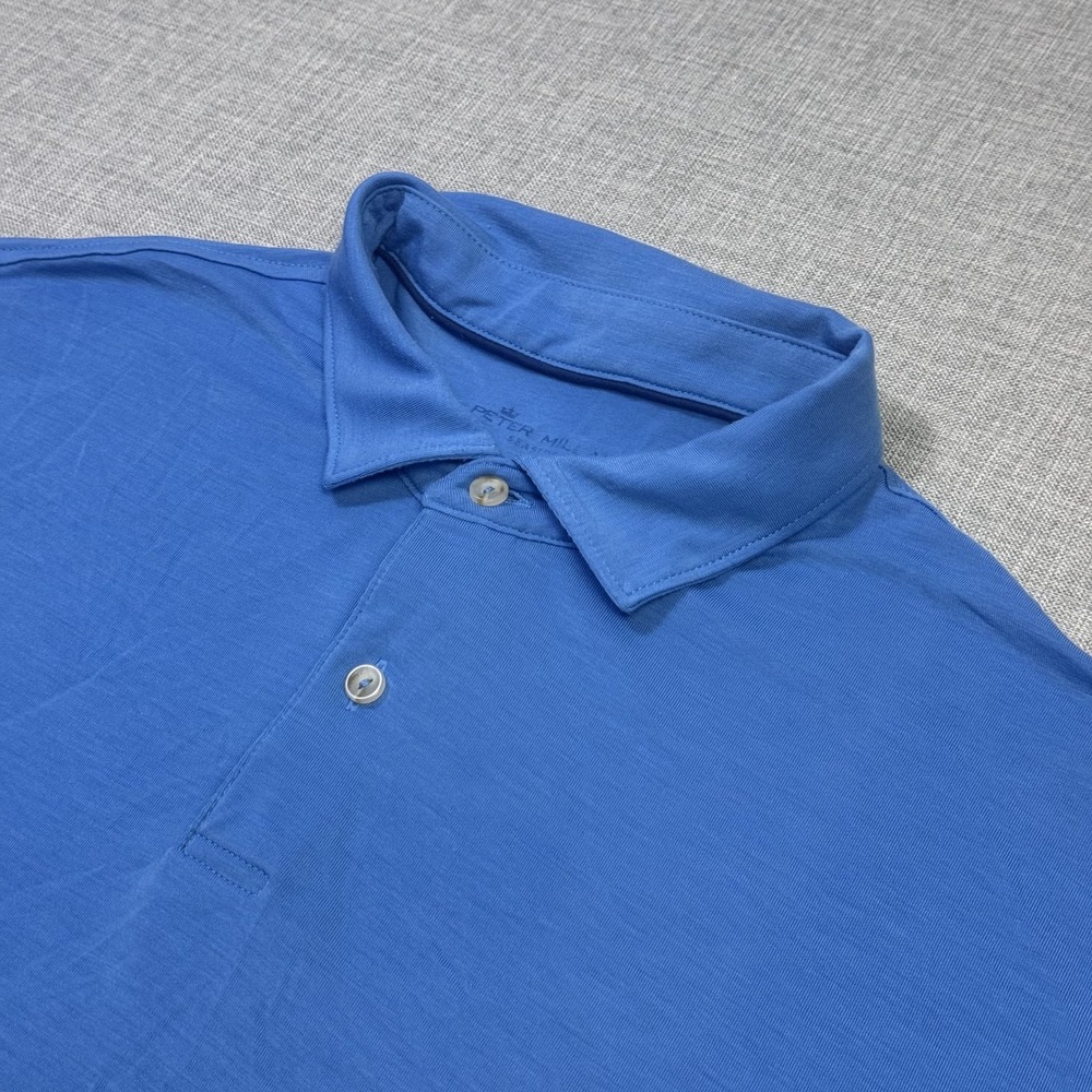 Peter Millar Seaside Polo Shirt Mens Small Blue Performance Stretch Short Sleeve
